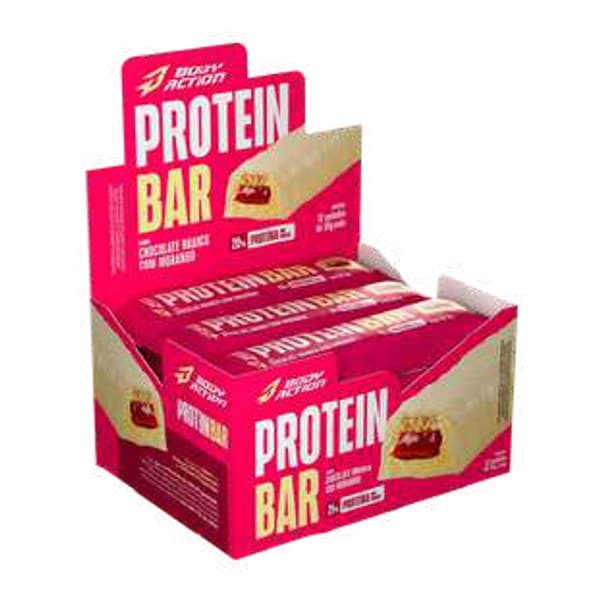 Protein Bar (caixa) Chocolate Branco com Morango — BodyAction