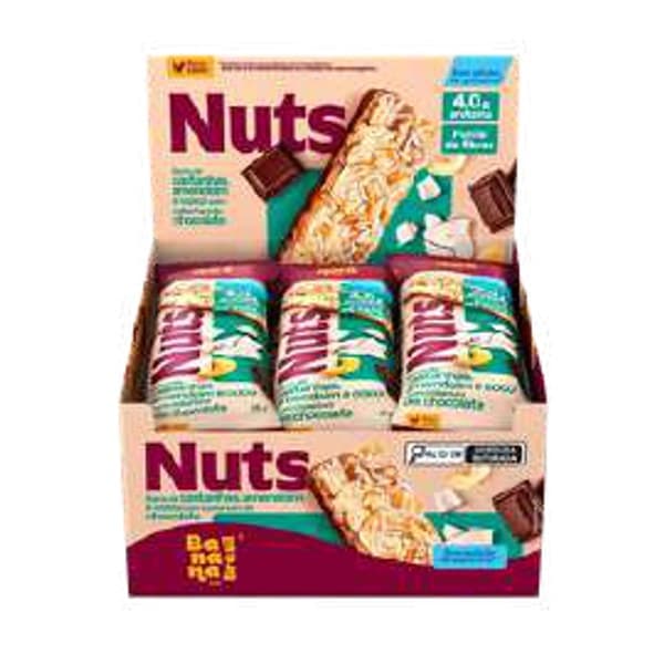 Barra Nuts (display) Castanhas, Amendoim e Coco com Chocolate