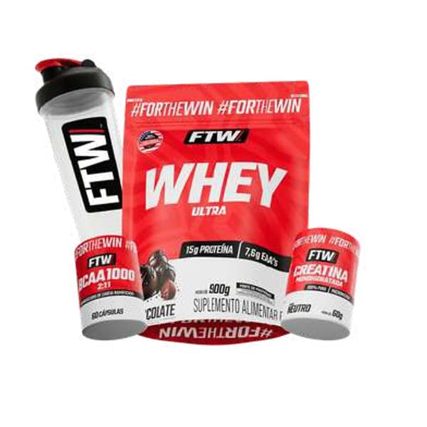 Combo Whey Ultra 900 g + BCAA 1000 + Creatina 60 g + Coqueteleira Chocolate